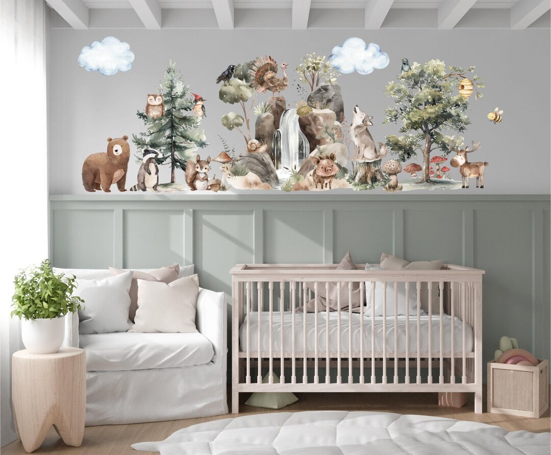 Woodland Animals Nursery Wall Decals, Peel and Stick Stickers - Etsy