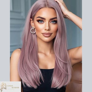 Long Purple Straight Wig, Heat-Resistant Synthetic Hairpiece, Natural Look Middle Part Wig, Perfect For Cosplay, Parties, Or Daily Wear