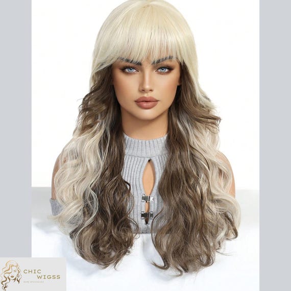 FORLISEE Parrucca Sintetica Lunga Dirta A Strati Alti Da 24 Pollici Frangia D'aria Naturale Femminile Adatta Per L'uso Quotidiano Resistente Al Calore Delle Donne - Foto 12