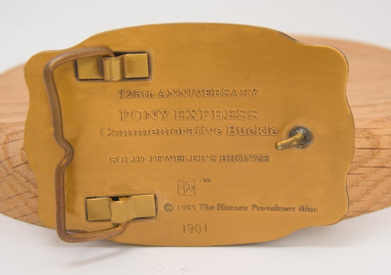 Solid Bronze Pony Express 125th Anniversary Commemorative Belt Buckle 1860-1985 Box