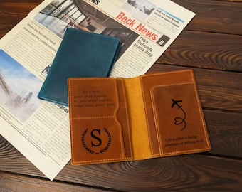 Porta pasaporte de cuero, porta pasaporte personalizado, billetera para pasaporte, regalo para pareja, porta pasaporte personalizado, accesorios de viaje