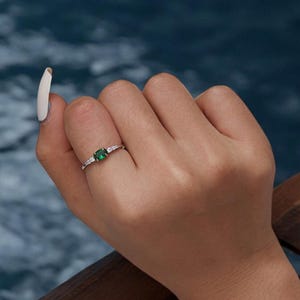 Zircon Ring, Green Gemstone, 925 Sterling Silver, Valentines Day Gift | MiruOrders