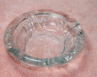 Vintage KIG Indonesia Glass Ashtray Rose Pattern