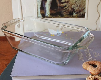 Vintage Anchor Hocking 1987 Goose Glass Loaf Pan 9x5.25 inch