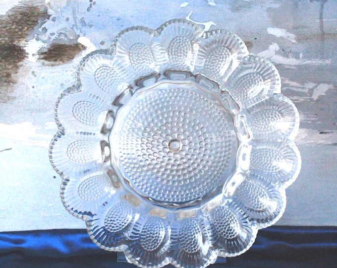Featured listing image: Vintage Indiana Glass Hobnail Deviled Egg Platter Collectable