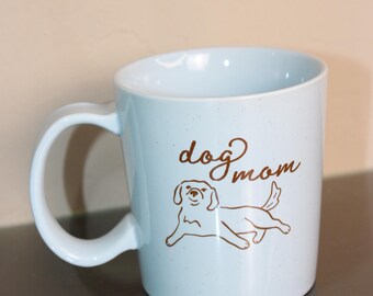 Novelty Coffee Tea Mug &quot;dog mom&quot;  14 0z Blue Brown Threshold