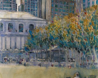 Bryant Park West 41 Street Alone Print From Original Watercolor By Dorrie Rifkin Size 8 Or Bryant Park West 41 Street Alone Print From Original Watercolor By Dorrie Rifkin Size 8 Or