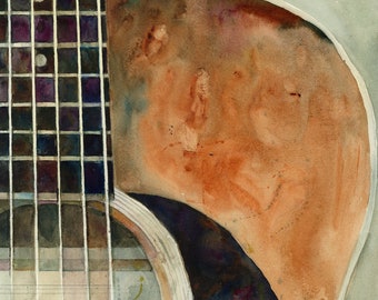Martin Guitar  Print 2020- Music Art Series from Original Watercolors - Size 8.5 x 11