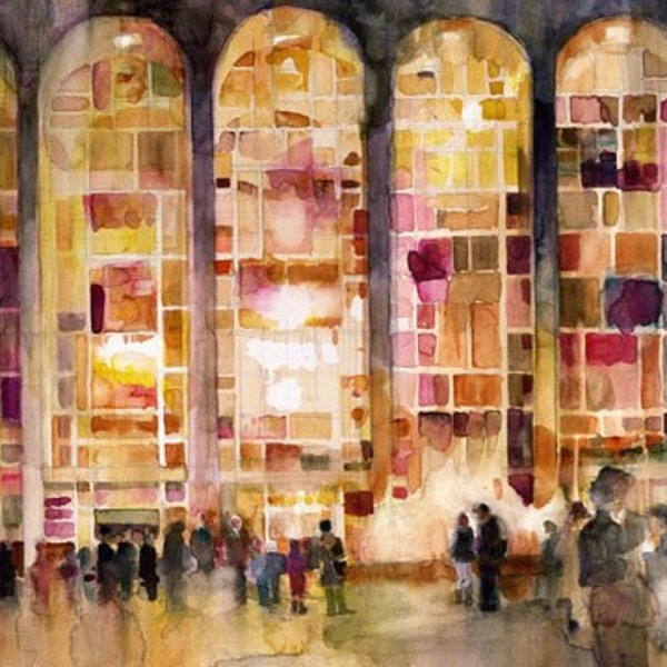 Lincoln Center, New York City Watercolor Print - Cityscapes