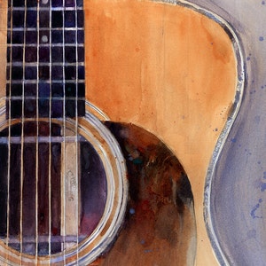 Martin Guitar 00028H - Watercolor Art Print - Size  8.5 x 11 or 12 x 18