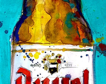 Duvel Beer Belgian Beer Art Print from Original Watercolor (Print Size - 8.5 x. 11) and (Print Size - 10 x 20)