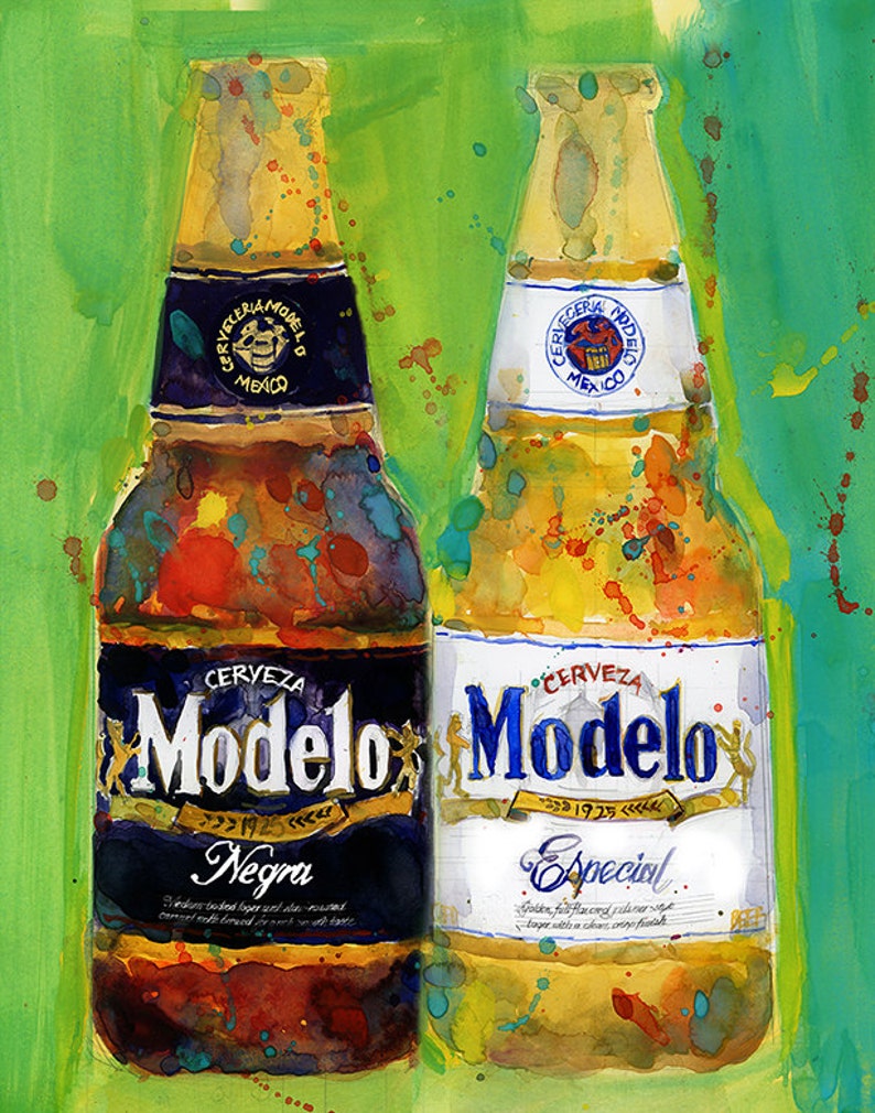 Mexican Beer Print from Original Watercolor Great for Man Cave
