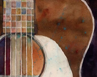 Martin Guitar00179 - Watercolor Art Print - Size  8.5 x 11 or 12 x 18