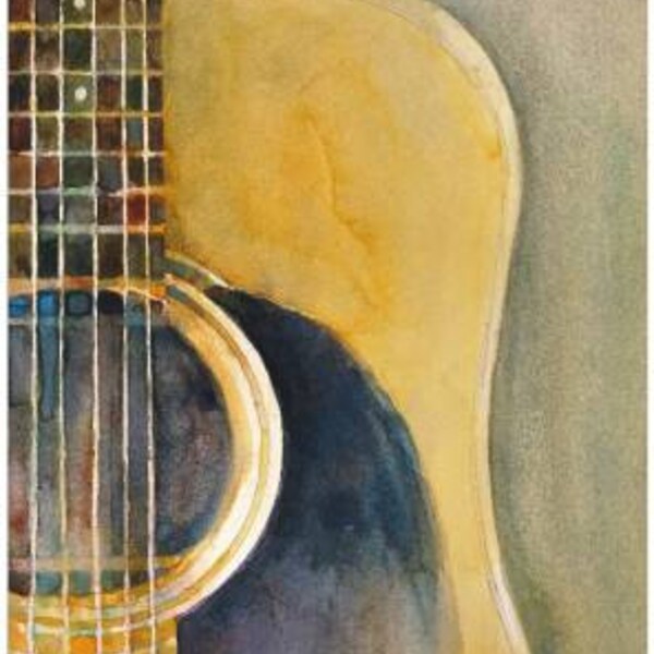 Martin Accoustic Guitar  Print - Music Art Series from Original Watercolors