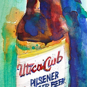 Beer UTICA CLUB Archival or Giclee Print from Original Watercolor Painting Bar Decor Man Cave image 1