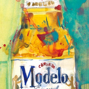 Modelo Especial Beer Mexico Beer Art Print From Original Watercolor print Size 8.5 X. 11 and