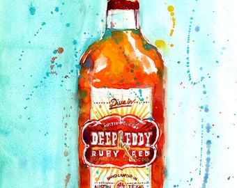 Deep Eddy Ruby Red Vodka  Liquor Bar Art Austin Texas Original Art