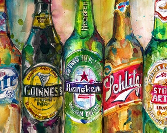 Combo Popular Beer Art Print  - Bar Art