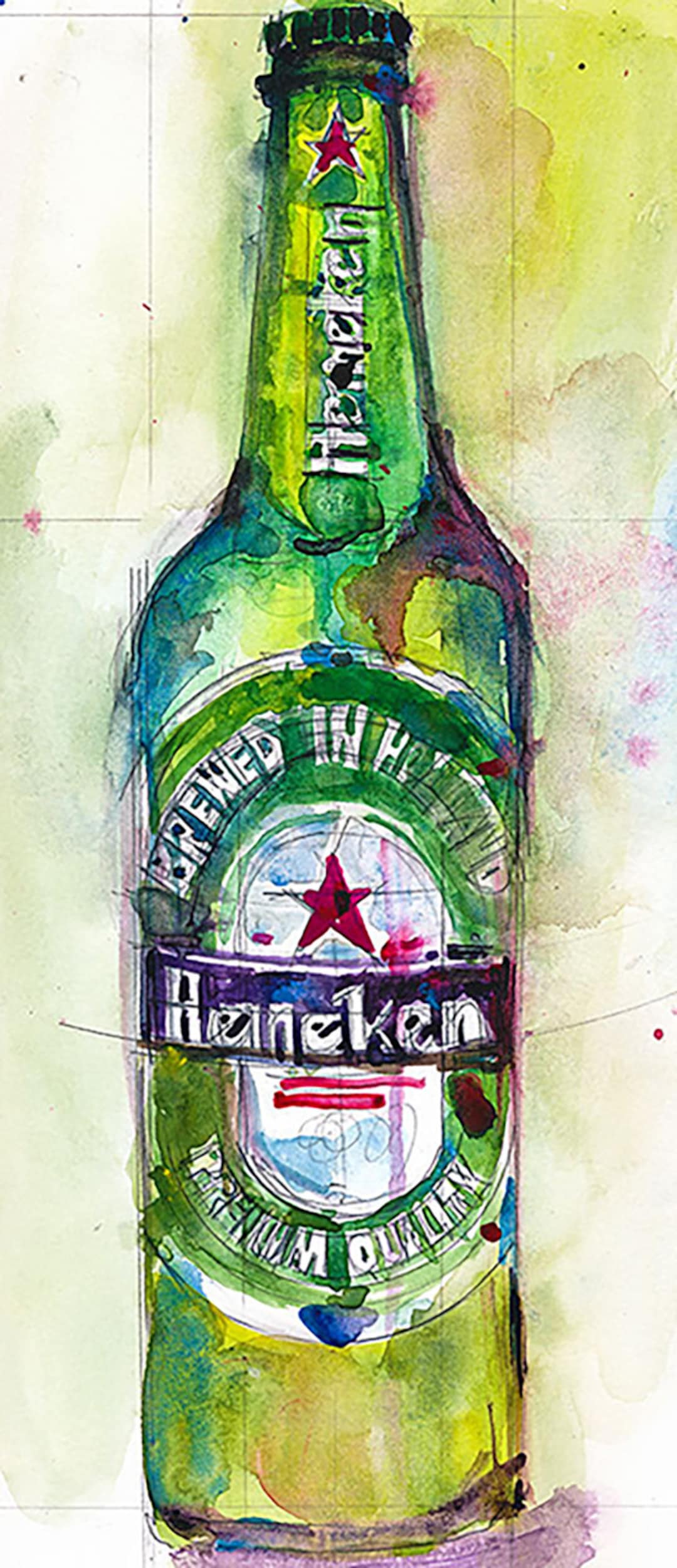 Heineken Beer Original Watercolor Archival Print or Giclee