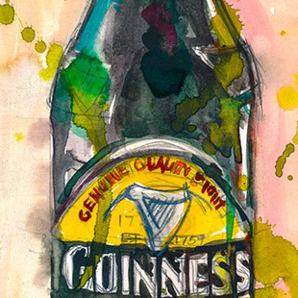 Guinness Extra Stout Print from Original Watercolor - Archival Print or Giclee - Man Cave