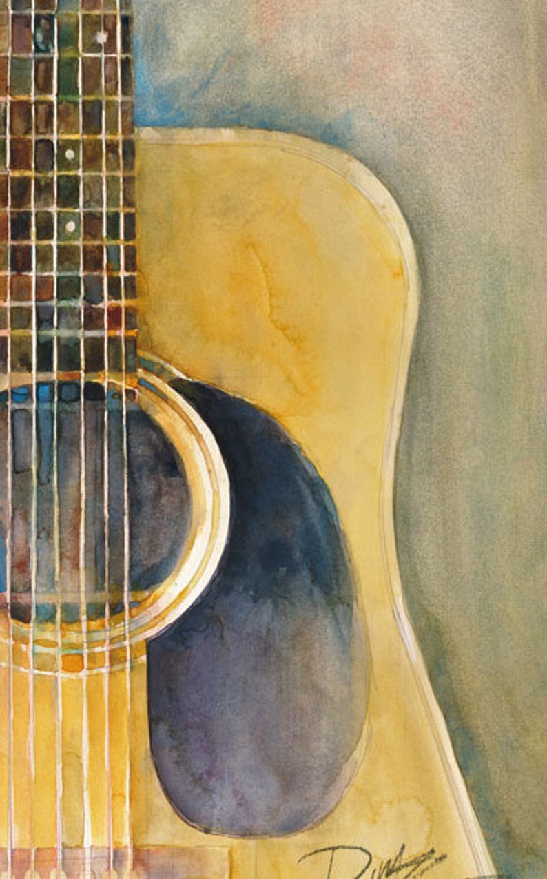 Martin Acoustic Guitar Watercolor Art Print Size 8.5 x 11 Etsy