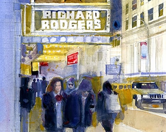 Richard Rodgers - New York Theatre District  (2017) Watercolor Print by Dorrie Rifkin - Broadway Bound