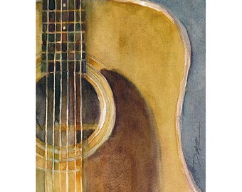 Martin Guitar D-28 (2013) - Watercolor Art Print - Size  8.5 x 11 or 12 x 18