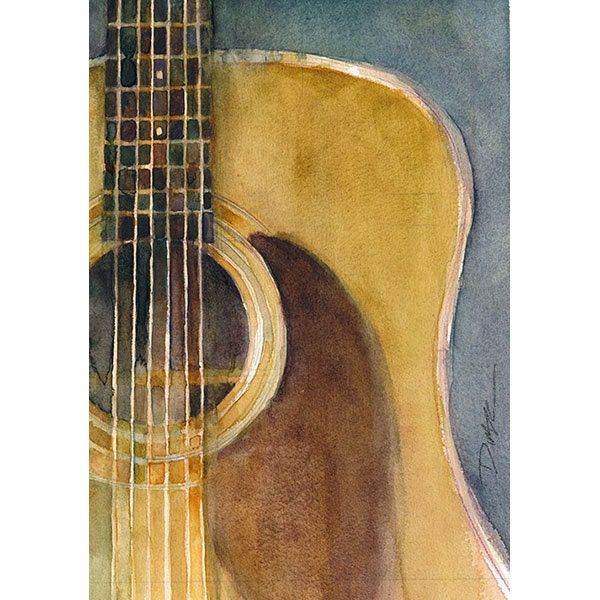 Martin Guitar D-28 (2013) - Watercolor Art Print - Size  8.5 x 11 or 12 x 18