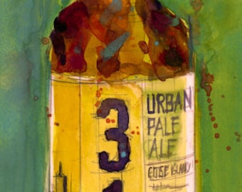 Goose Island 312 Pale Ale Beer Bottle  Art Print from Original Watercolor   - Man Cave -  College Dorm