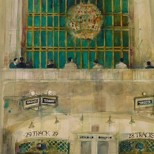 Grand Central Station (Window)   -  Art Print  from Original Watercolors - Page Size: 8.5 x 11 or 12 x 18