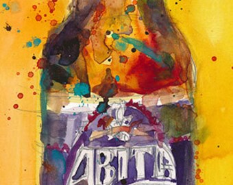 Abita Purple Haze by Abita Brewing Co. Art Print from Original Watercolor   - Man Cave -  College Dorm