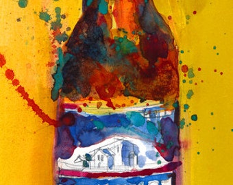 Icehouse Beer  Original  Beer Art Watercolor (Print Size - 8.5 x. 11) and (Print Size - 10 x 20)