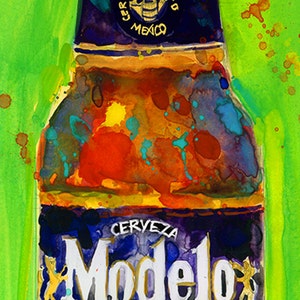 2017_ Modelo Negro Beer Print Print from Original Watercolor Giclee or Archival Print College Dorm image 1