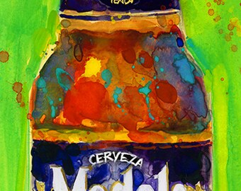 2017_ Modelo Negro Beer Print - Print from Original Watercolor - Giclee or Archival Print College Dorm