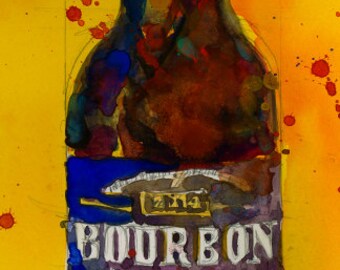 Bourbon County Stout,  Goose Island for  Beer Art Print from original Watercolor - Man Cave - College Dorm