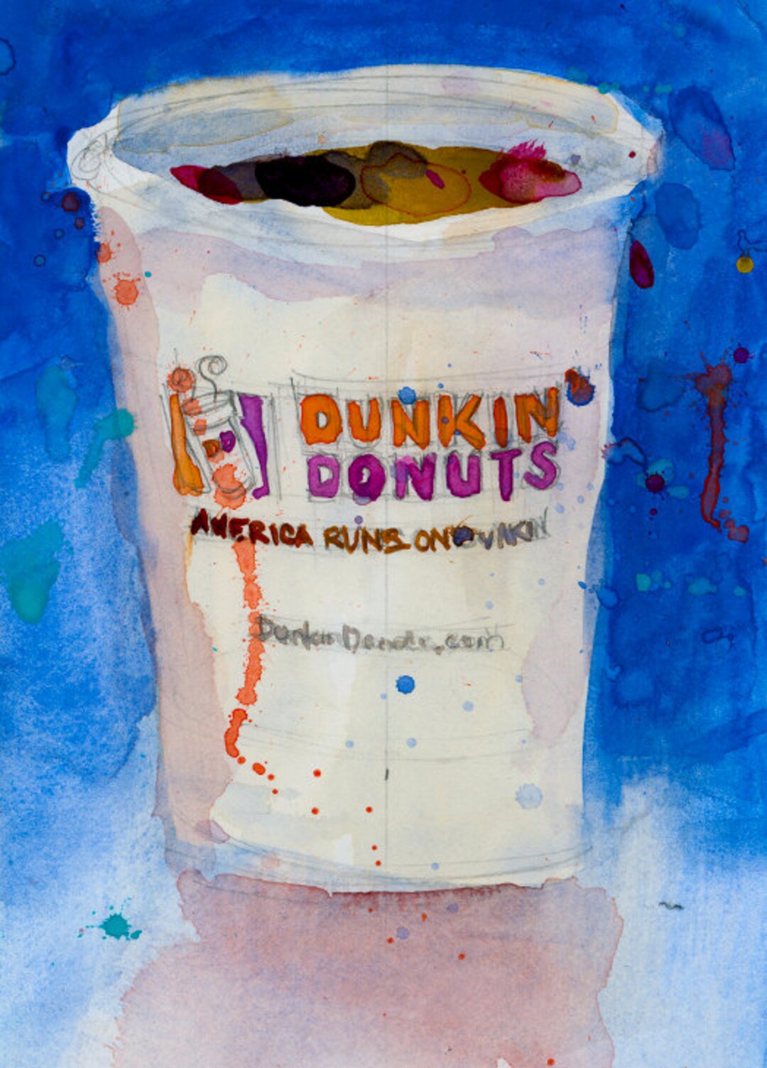 Dunkin Donuts Cup With Blue Background ARCHIVAL PRINT - Etsy