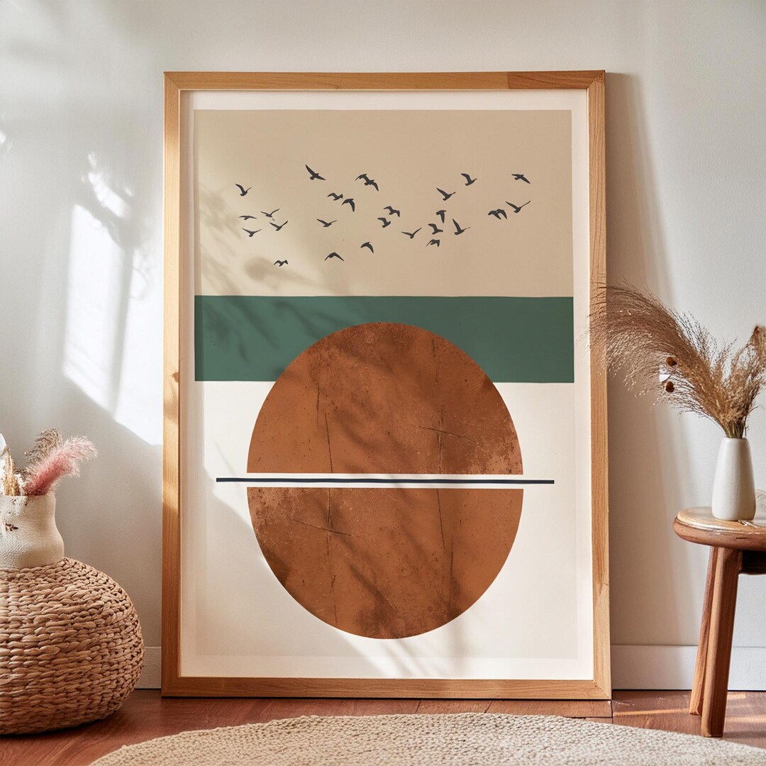 Mid Century Modern Geometric Print, Minimalist Sunset Abstract Poster ...