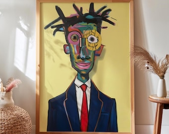 Black Man Portrait Art Print: Minimalist Afro Illustration (Digital Download)
