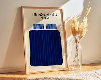 Diez minutos más, por favor: Lámina divertida para la pared del dormitorio (Descarga digital)