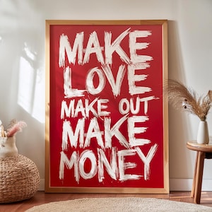 make love printmake love print Red Typography Poster: Bold Modern Digital Download Decor
