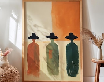 Neutral Cowboy Hat Silhouette Print: Abstract Western Wall Art (Digital Download)