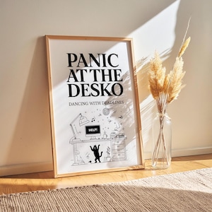 Panic At The Desko Print: Funny Home Office Wall Art (Digital Download, PDF Files)