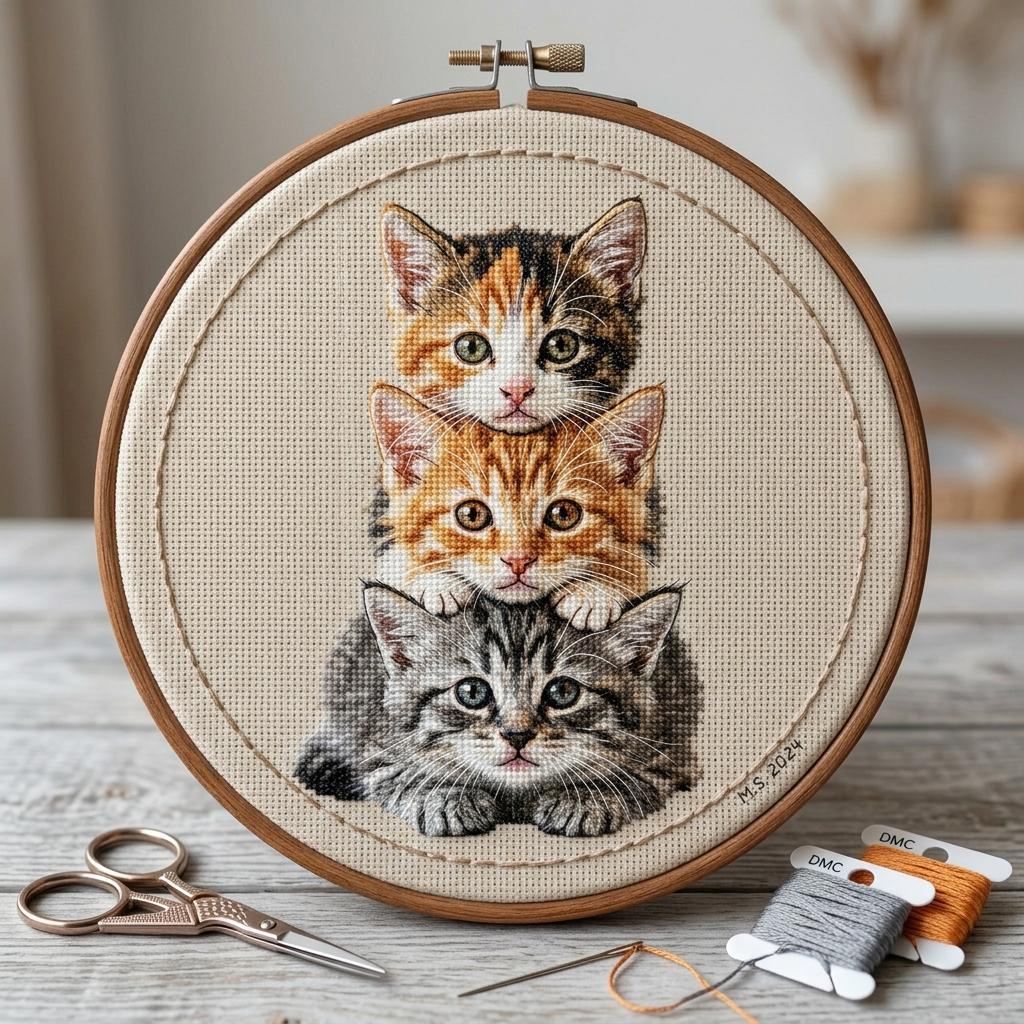 Three Cats Cross Stitch - Etsy