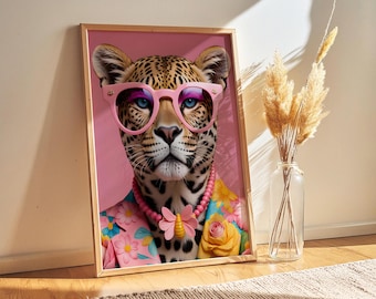 Funky Leopard Art Print: Maximalist Home Decor (Digital Download)