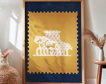 Mexico Cowboys on Horseback Print: Vintage Western Stamp Art (Digital Download)