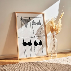 Bikini Poster zum Aufhängen - Mädchen Wäsche Trendige Wand Kunst Druck Coquette Raum Dekor Girly Druck Ästhetische Wohnung Dekor Retro Wand Drucke Beige
