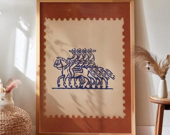 Mexico Cowboys on Horseback Print: Vintage Western Stamp Art (Digital Download)