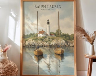 Ralph Lauren Yacht Print: Retro Summer Coastal Bar Cart Decor (PDF Download)