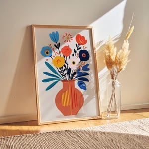 Lámina de flores: hermoso arte mural botánico, póster de jarrón vintage con flores, impresiones de ramos florales para decoración del hogar y regalos.