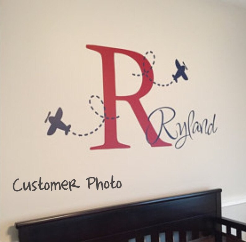 Airplane Name & Initial Wall Decal Plane Wall Decal Etsy